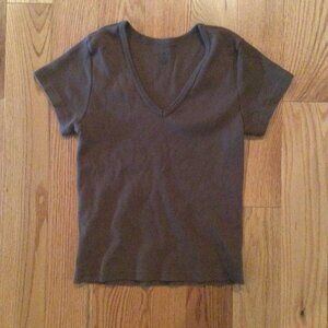 Brandy Melville Brown V Neck Crop Top One Size